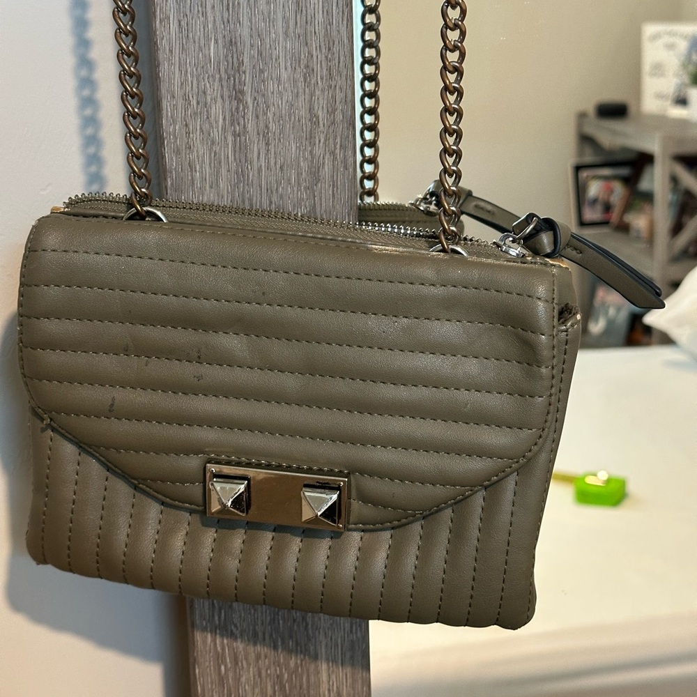 Stylish Olive Green Quilted Chain Bag